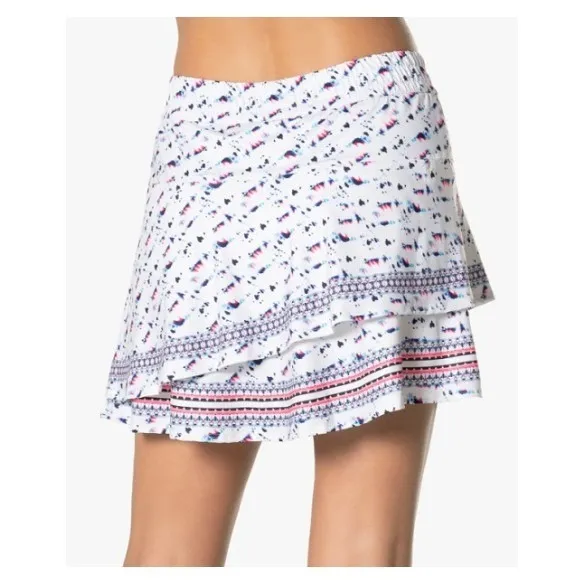 Lucky In Love Ruffled Tiered Tennis Skort Womens S White‎ Abstract Sporty Chic - Image 5