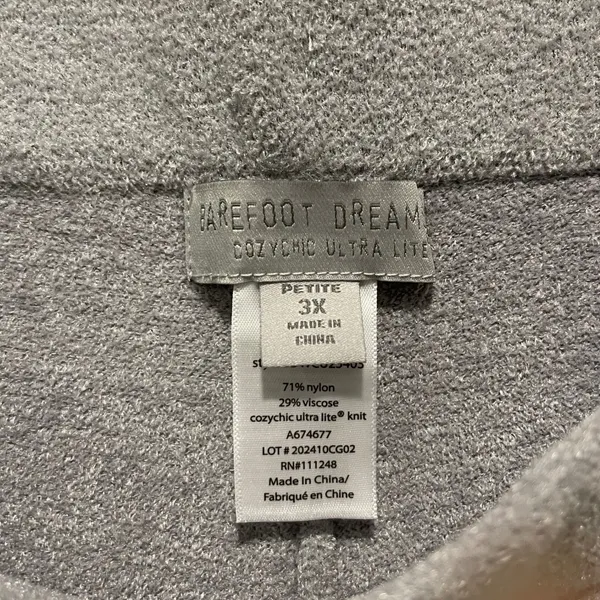 Barefoot Dreams CozyChic Ultra Lite Pants‎ Womens 3X Petite Grey Loungewear Knit - Image 5