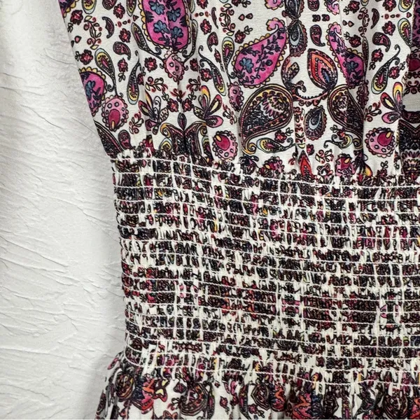 Shoshanna Purple Paisley Silk Dropped Waist Mini Dress Womens 0 Boho Coquette - Image 3