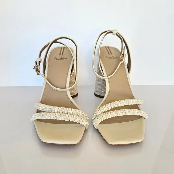 Sam Edelman Women's Ivory Kia Sandal Nappa Beaded Heels US 10‎ - Image 8