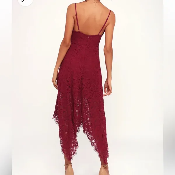 Lulus One Wish Burgundy Lace Midi Dress - Image 13