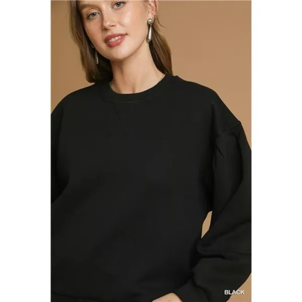 ✨NWT Umgee Round Neck Sweatshirt with Pleated Detail - Image 4