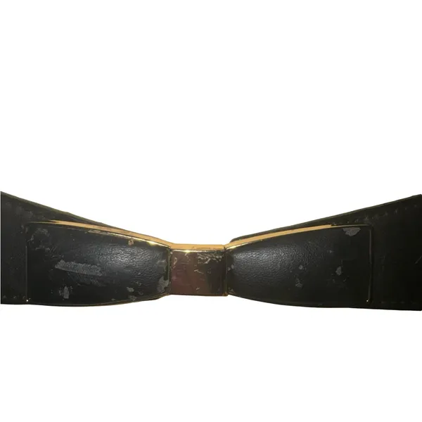 Vintage bow Black Elastic Hip Belt with Center Clasp - Image 2