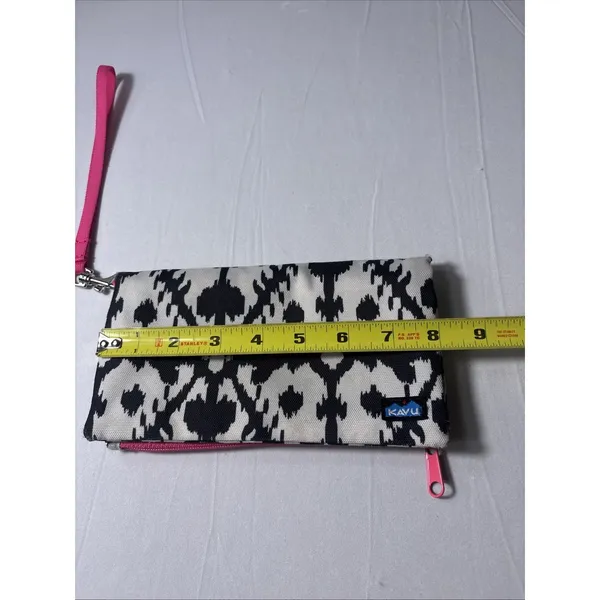 Kavu Big Spender Fold Canvas Wallet Wristlet Pocket Clutch Ink Blot Pink - Image 5
