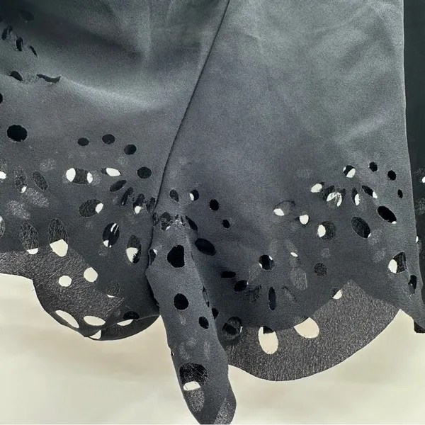 Brandy Melville Black Floral Laser Cut‎ Eyelet High Rise Drawstring Shorts OS - Image 9