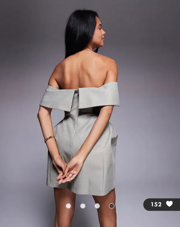 ASOS designs gray structured off shoulder padded hip mini dress 6 NWT - Image 4