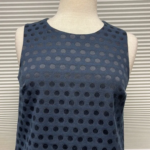 GAP NWT Deep True Navy Jacquard Dot Sleeveless Shift Dress Size Small - Image 2