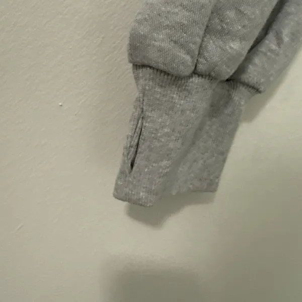 OFFLINE by Aerie Gray Knit Cropped Top Size Large Drawstring Ruched Thumb Holes - Image 3