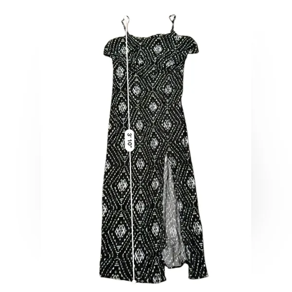 Y2K Mudd Black &‎ White Geometric Print Sleeveless Front Slit Maxi Dress Sz XL - Image 11