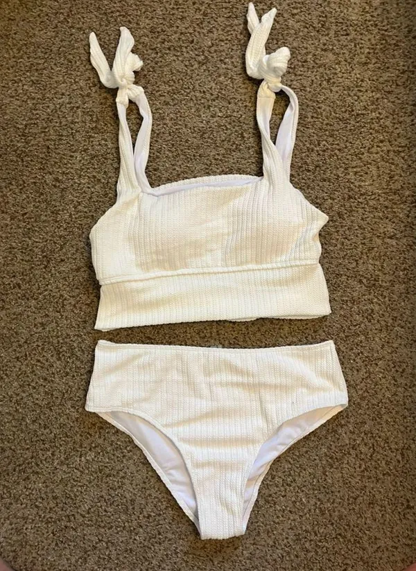 SheIn White high waisted 2 piece swimsuit - Image 2