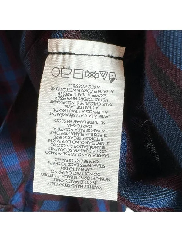 CAbi Check Shirt #3431 Moody Plaid Peplum Button Up Top Blue Burgundy M - Image 6
