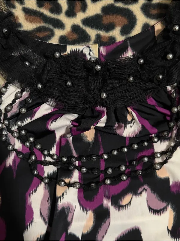 2000s vintage style whimsical leopard like print halter top blouse - Image 9
