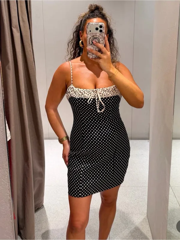 Nwt Zara Combination Polka Dot Mini Dress Size Xs - Image 10