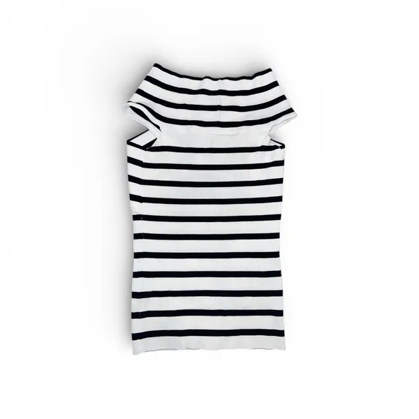 COMMENSE Striped Off-Shoulder Cross Knit Top COLOR - Black White NWT Sold Out - Image 3