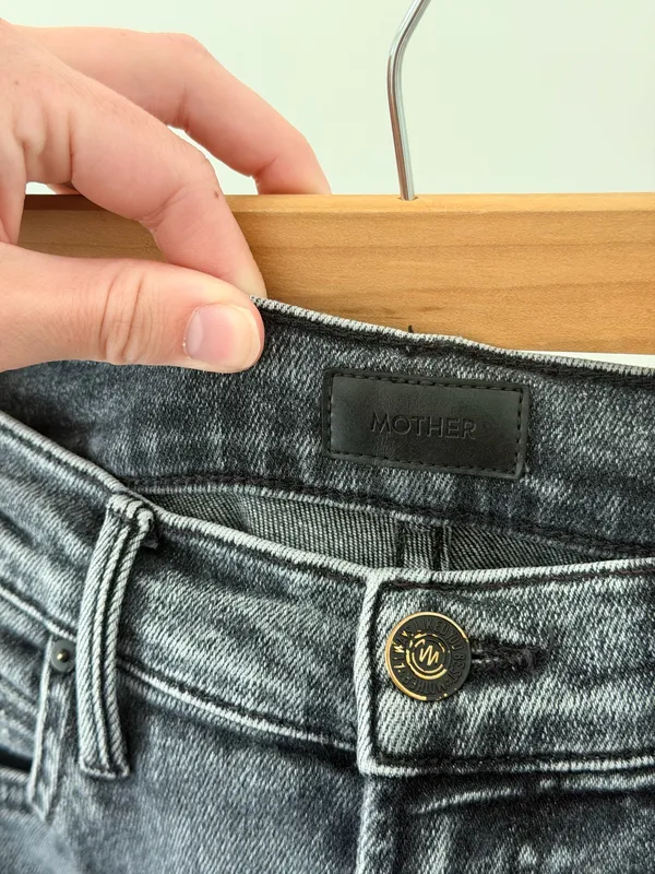 Mother High Waisted Rascal Snippet Ankle Jeans Washed Black - Image 6
