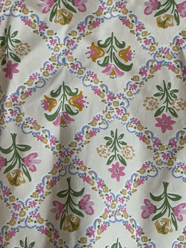 Floral nwt Canvas Tote Bag with Pink Handles - Image 2
