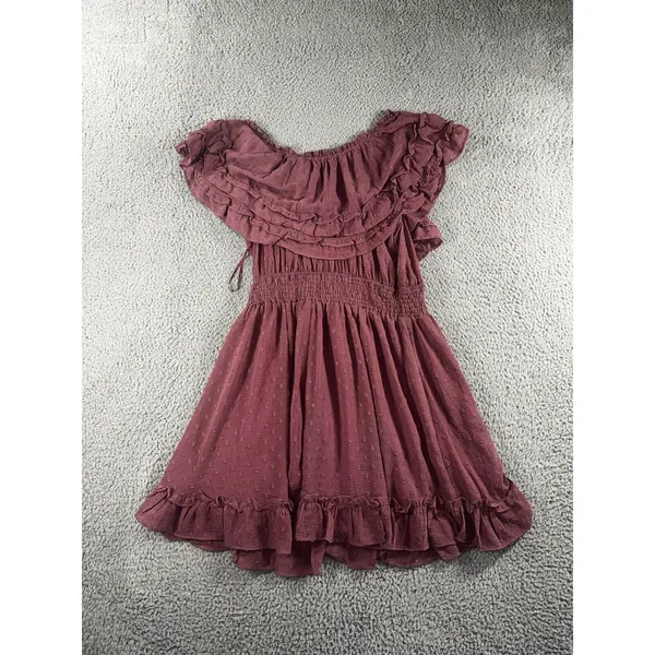 Babydoll Dress Women Large‎ Tiered Ruffle Textured Boho Coquette - Image 2