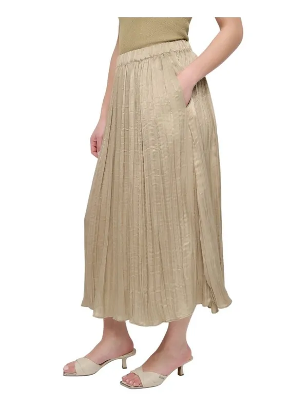 NWT DKNY Womens Crushed Crease Woven Midi Skirt P5DNSB53 Pale Moss Brown Green M - Image 3