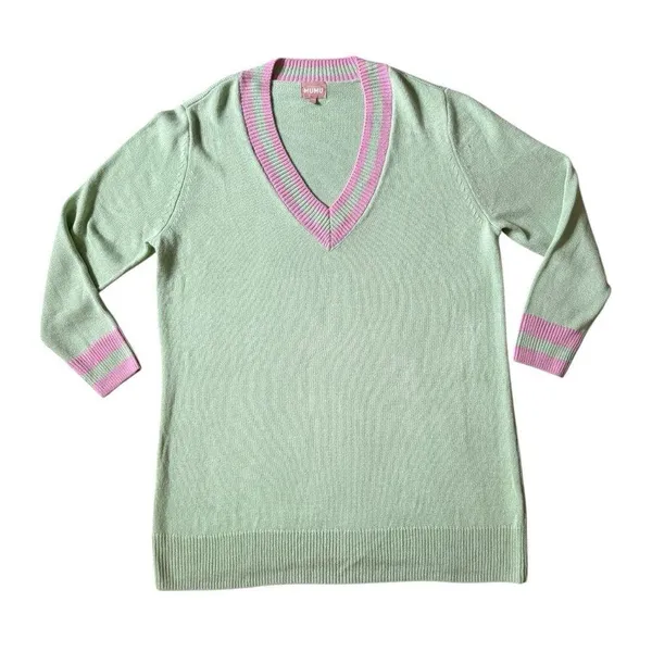 Show Me Your MuMu Hartford Sweater Dress Mint Green Pink Trim Oversized XXL - Image 3
