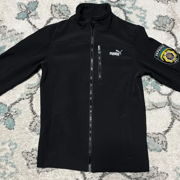 XS/S Puma Ukrainian Sleeve Patch Black Zip-Up Jacket Athletic Sport - Image 3