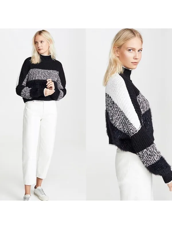 Free People Sunbrite Colorblocked whimsigoth Fuzzy Cropped Mockneck small - Image 2