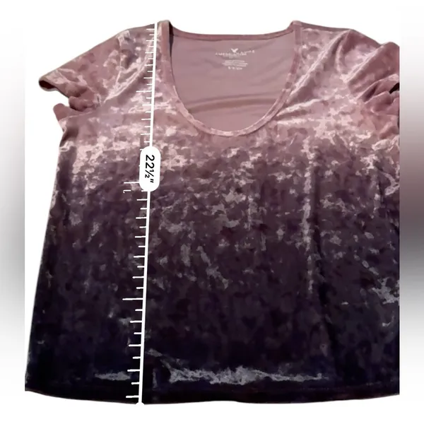 American Eagle‎ Pink & Purple Ombre Crushed Velvet Short Sleeve Top Sz S - Image 7