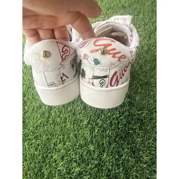 GUESS White Sneakers with Multicolor Graffiti Accents Women Size 6.5 - Image 3