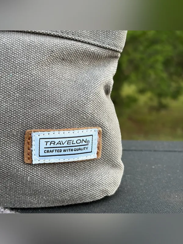 Travelon Anti-Theft Heritage Small Crossbody Bag Grey Canvas RFID blocking - Image 3