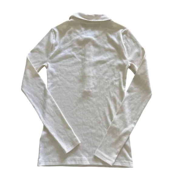 J‎ CREW NWT Perfect Rib Polo Shirt Size XS Cream Long Sleeve Knit Lightweight - Image 7