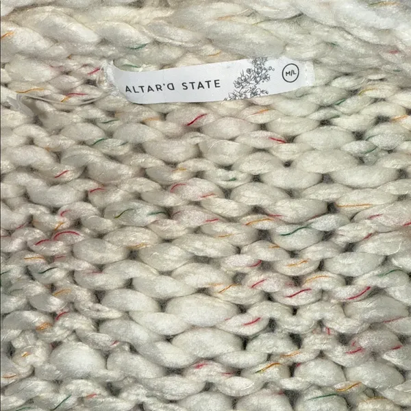 NWOT Altar’d State Oversized Chunky Cable Knit Cardigan - Cream Speckled Wool - Image 5