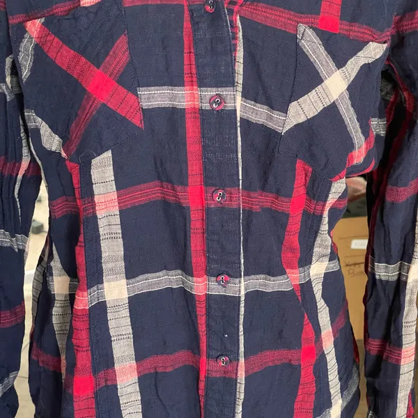 Skies Are Blue Button Plaid Down Shirt - Image 8