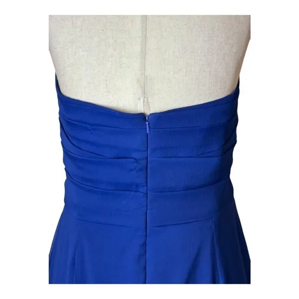 Lela Rose Dress Women XS Royal Blue Crinkle Chiffon Strapless‎ Bridesmaid Gown - Image 5