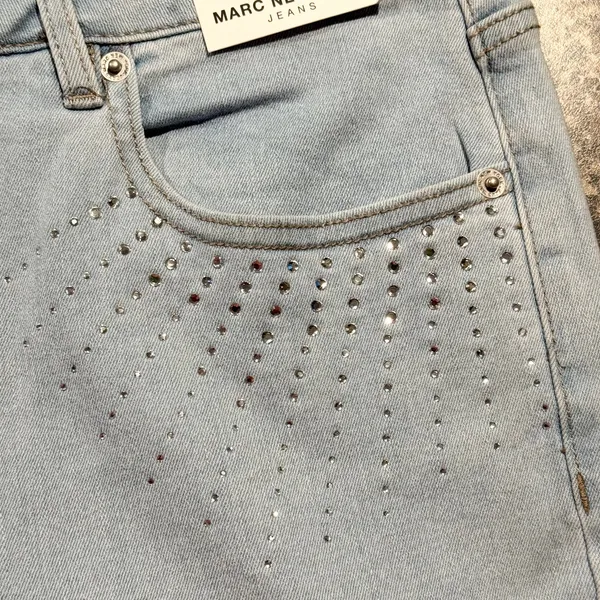 NWT Marc New York Jeans Wide Leg High Rise Y2K Embellished Bling Retro Blue 6 - Image 5
