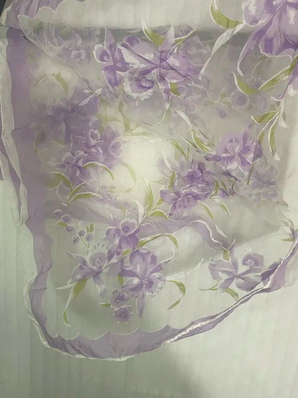 Sheer Floral Scarf in Lavender and White - Image 3