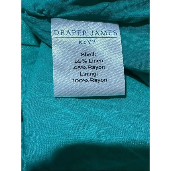 Draper James RSVP Squareneck Puff Sleeve Dress‎ linen blend sz XL bright teal - Image 6