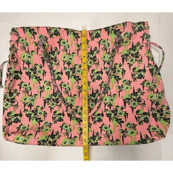 Volcom 2000s Pink Green Floral Large Tote Bag‎ Chain Handles Hobo Beach Casual - Image 2