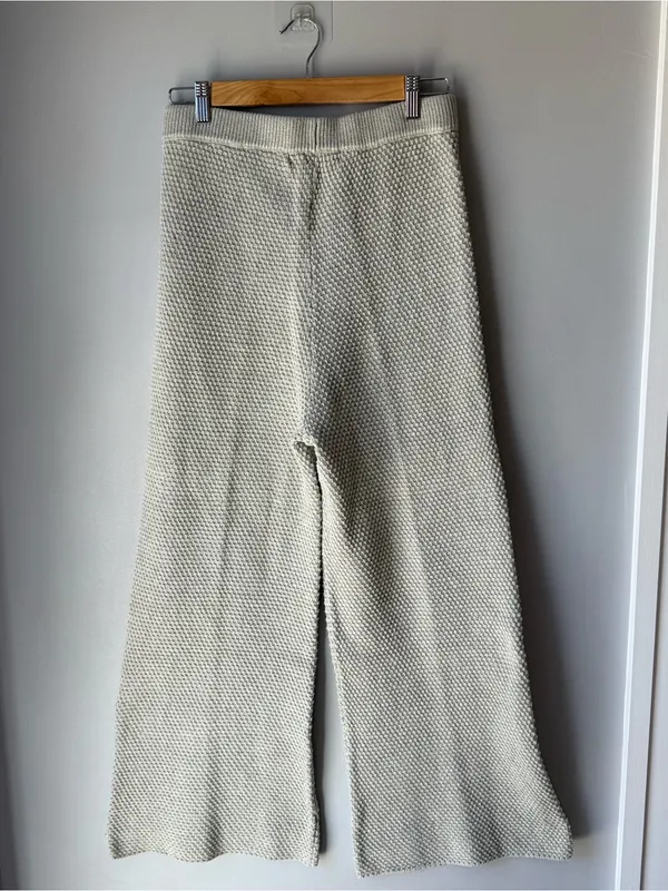 Free People Beach Hailee Sweater Pants Waffle Knit Cropped Wide Flare Leg - Image 3