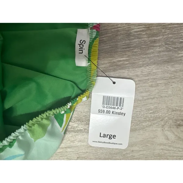 Spin Tropical Floral Strapless Maxi‎ Dress Green Pink Women's Size Large NWT - Image 2