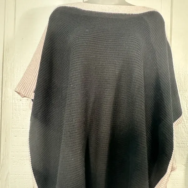 JENNIE LIU Women's Cashmere Blend Rib Knitted Poncho Sweater One Size NW… - Image 5