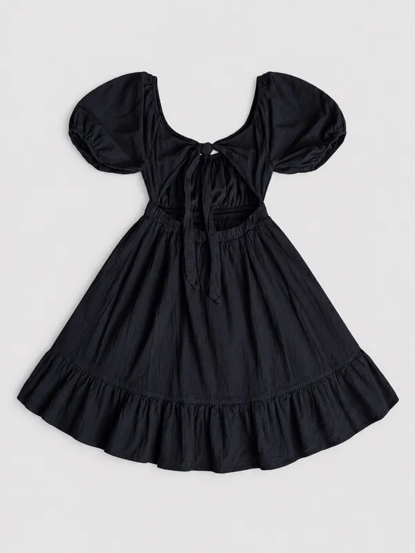 Hesperus Black Puff Sleeve Open Back Mini Dress Size S - Image 6