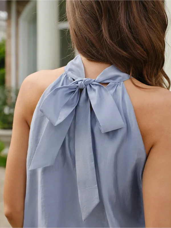 Rihoas Blue Turtle Ruched Tie Tank Top - Image 4
