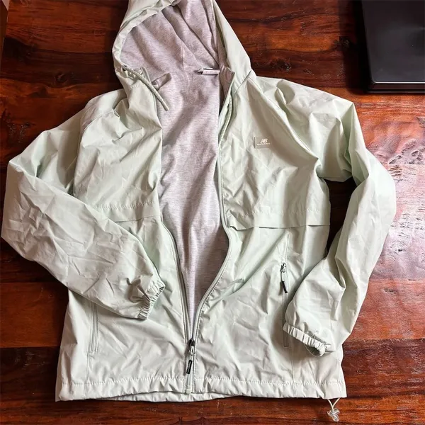 New Balance Women's Windbreaker‎ Jacket Green Hooded Size S Casual Spring - Image 2