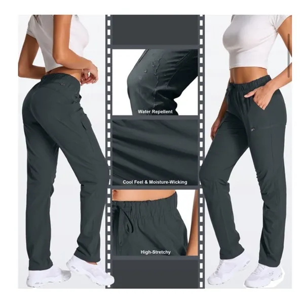 NWT ~ Women's Dark Gray UPF 50+ Quick Dry Breathable Hiking Cargo Pants ~ MEDIUM - Image 4