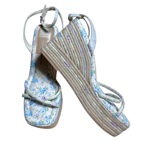 Dolce Vita Blue Floral Elvia Strappy Platform Wedge Sandals Womens 9.5 - Image 2