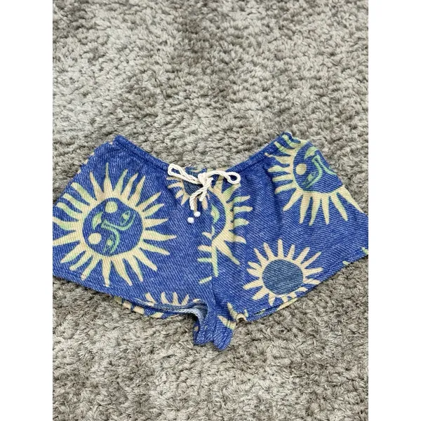 Out From Under Ellie Sweatshorts Blue Celestial Sun Drawstring Boho Loungewear M - Image 2