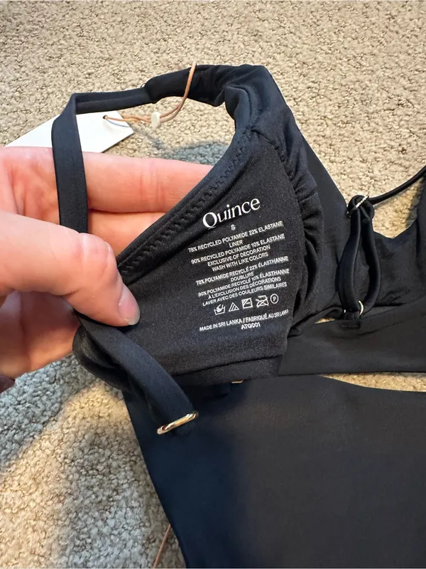 NWT Quince V Neck Low Rise bikini set black small - Image 5