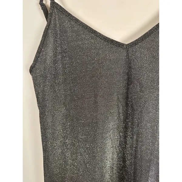 Brandy Melville Mini Dress Women One Size Black Sparkly Metallic Spaghetti Strap - Image 2