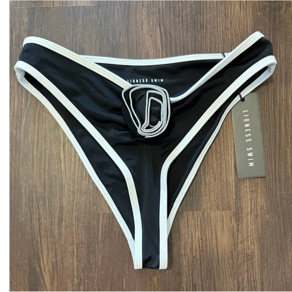 Lioness Swim Amour Top Soulmate Bottom Bikini Set‎ Onyx Black White L/M NWT - Image 4