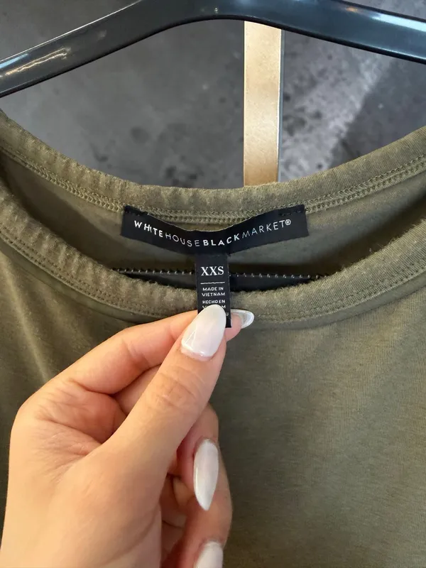 White House Black Market Olive Green Ruched‎ Side-Tie Tank Top - Image 3