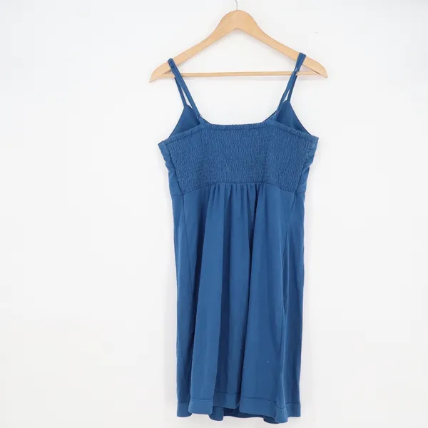 American Eagle Outfitters Blue Smocked Back Cami Mini Dress V-Neck Large - Image 4